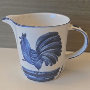 Vintage Mikasa Sunrise Blue Rooster Ceramic Creamer